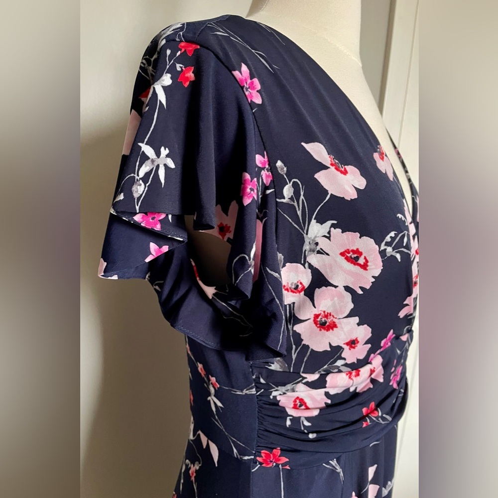 Jessica Howard Floral Navy Midi Dress, Size 6 - Picture 3 of 8
